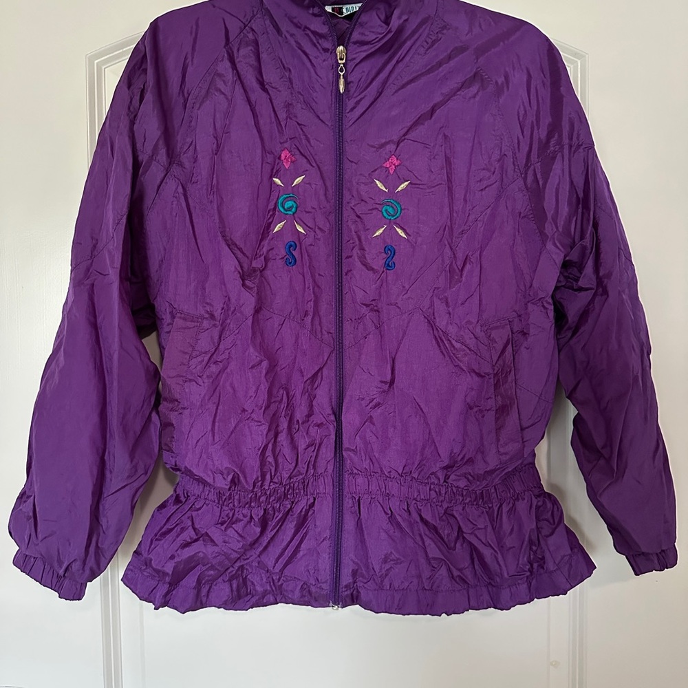 Vintage Purple Women’s Jacket with Embroidered Design